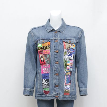 CR-148 Upcycled Sticker Patch Denim Jacket
