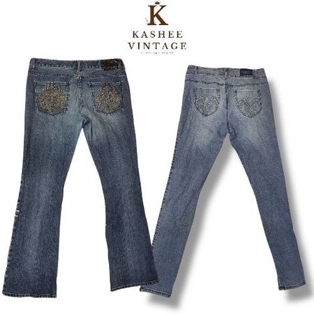 Straight embellish flared jeans
