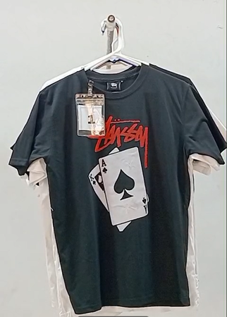 CR158 Style retravaillé unisexe tendance T-shirts imprimés Stussy