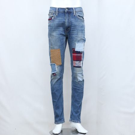 CR760 Reworked Flannel Patch Denim Jeans