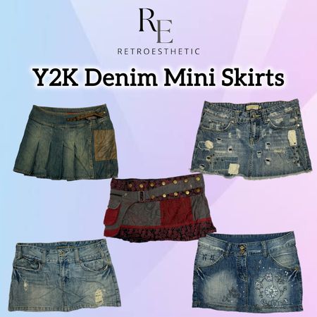 Y2K Unique & Embellished Denim Mini Skirts (REP)