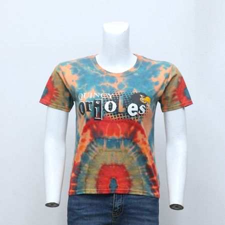 CR-185 Reworked Women's Short Body Tie-Die Printed T-Shirts