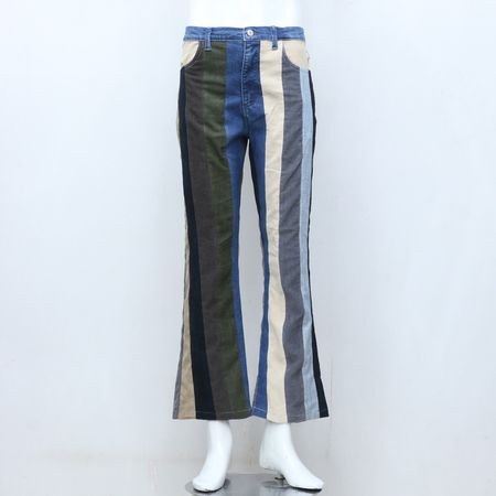 CR757 Reworked Corduroy Stripe Panel Denim Jeans