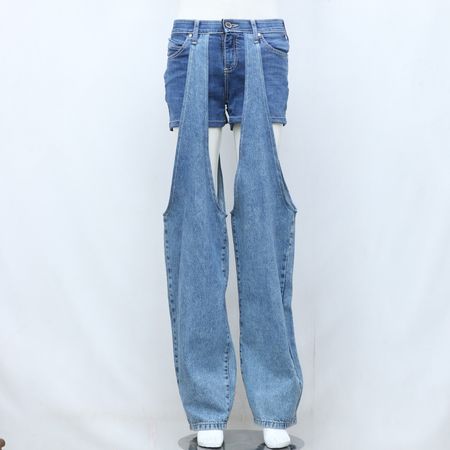 CR205 Upcycled Sexy Shorts With Attachable Denim Jeans Panel