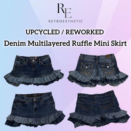 Upcycled Y2K Multi Layered Ruffle Mini Skirts