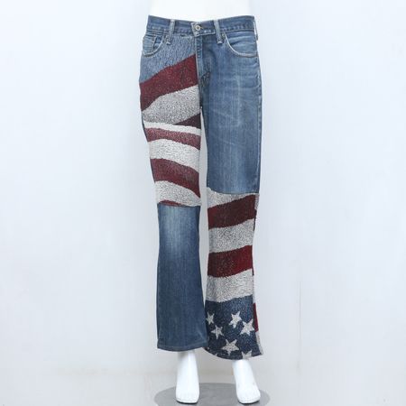 CR761 Upcycled Tapestry Patch Denim Jeans