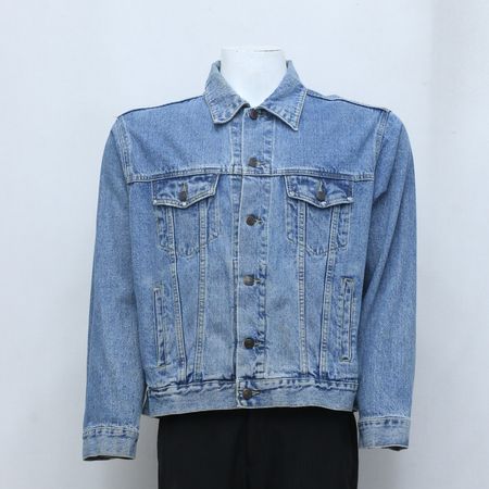 CR221 Upcycled Printed Patch Denim Jacket.