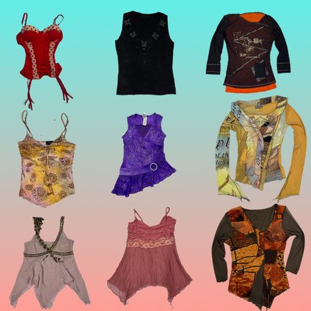 Top Mix Y2K (Cami, maniche lunghe, rete)