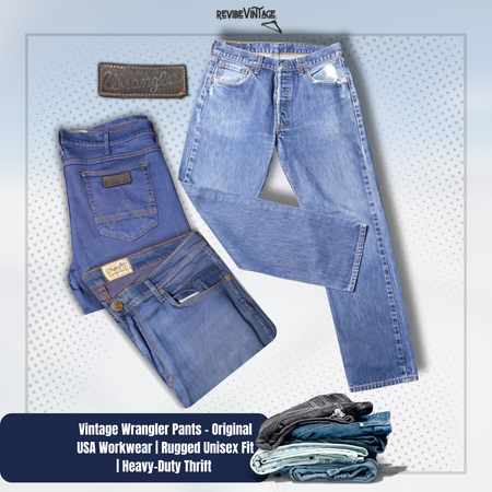 Vintage Wrangler Jeans – Original USA Workwear | Rugged Unisex Fit | Heavy-Duty Thrift