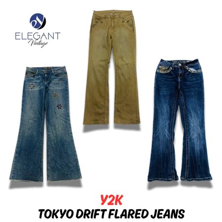 Y2k Tokyo Drift Flared Jeans - EV0635