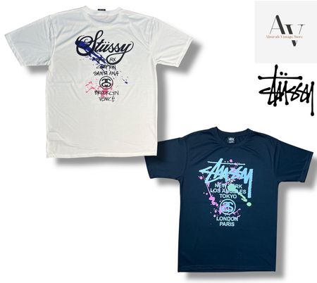 T-shirt teinté en pigment de style rework Stussy tour du monde