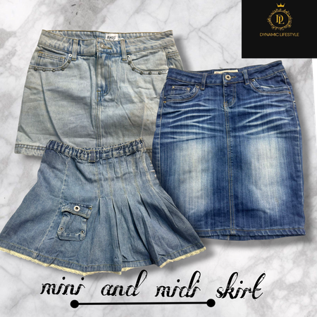 Denim mini and midi skirts