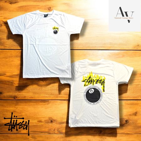Stussy retravaillé style 8 Ball t-shirt blanc international stussy