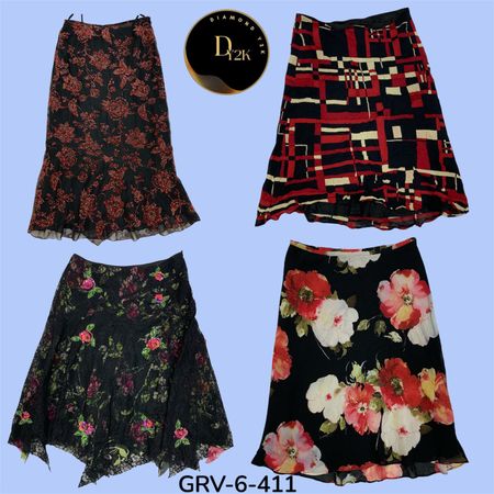 Red & Black Poly Skirt – Fierce Contrast, Flowy Fit (GRV-411)