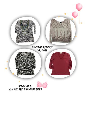 VR-0028: Y2K Mix Style Blouse Tops Authentic Early 2000s Charm