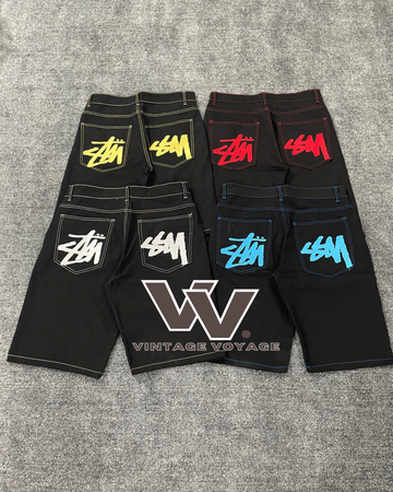 Stussy rework style Black denim short