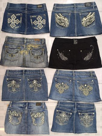 R-01 Ladies Y2k Embellished Upcycled Skirts