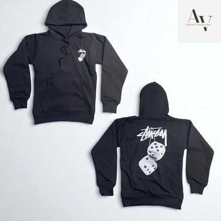 Hoodie gris fuzzy dice retravaillé par Stussy