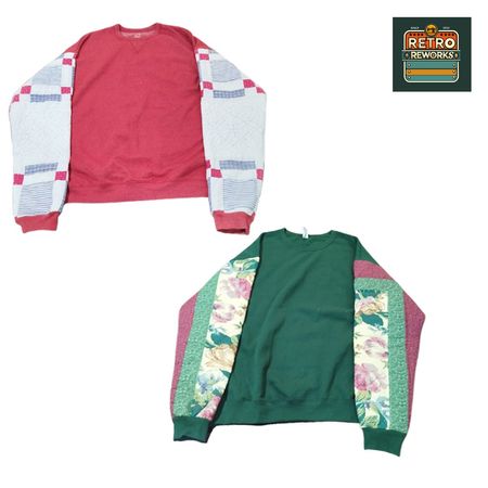 SS25 Upcycled Sweatshirt With Quilted Sleeves