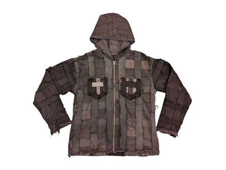 Upcycled Levis Denim Patch Hoodie Jacke