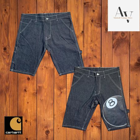 Stussy rework style black 8ball denim shorts