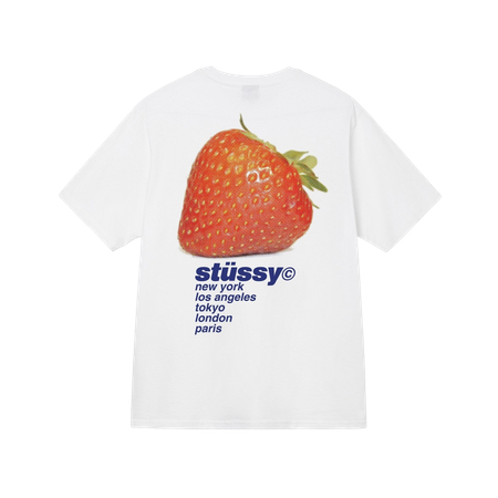 Stussy rework style strawberry white tees