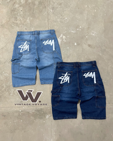 Stussy rework style denim shorts #16