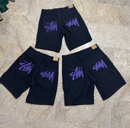 rework style stussy shorts