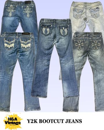 Y2K Bootcut Embellished Embroidery Jeans