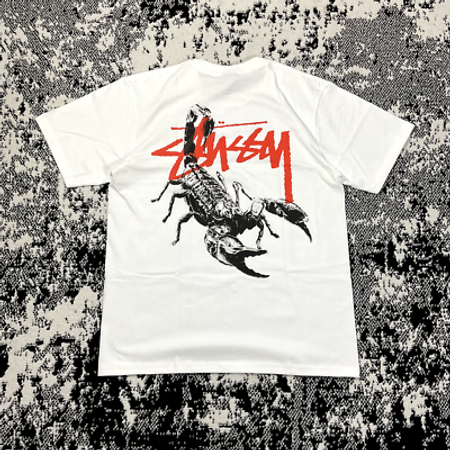 Stussy rework style scorpion white tees