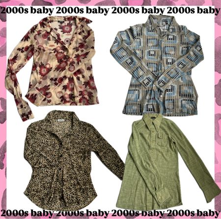 Y2k button down statement mesh tops-063