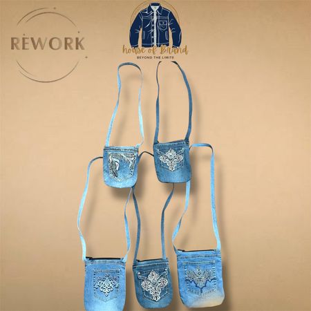 Upcycled y2k denim single pocket tote bags