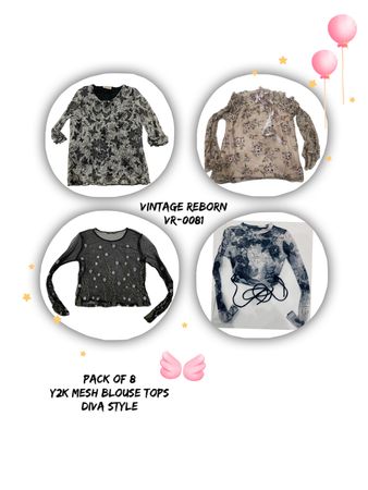 Y2K Mesh Mania: Diva Style Blouse Tops (Vr-0081)