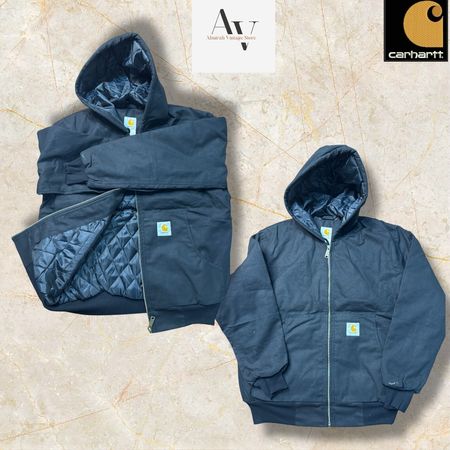 Carhartt rework style black and blue hoodie jackets