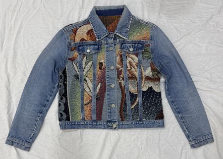 Upcycled Tapestry Patch Denim Jacket