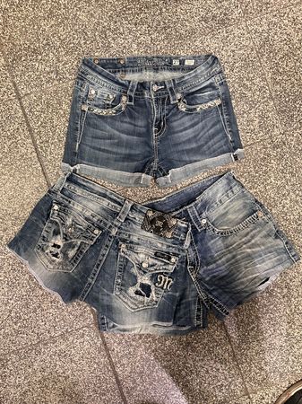 Miss me, True Religion and Rock Revival Upcycle Mini Shorts