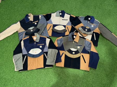Rework style carhartt patchwork detroit jacket with bucket hat