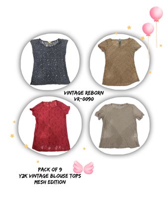 Millennium Sheer: 9-Pack Y2K Mesh Edition Blouse Tops (Vr-0090)