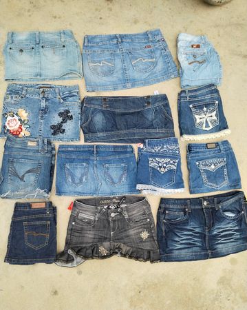Mini micro denim skirts