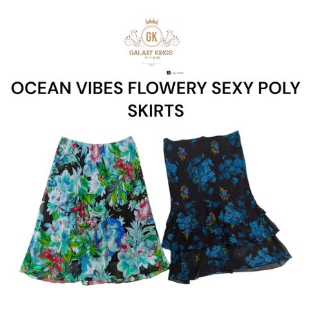 Saia Poliéster Sexy Floral Ocean Vibes