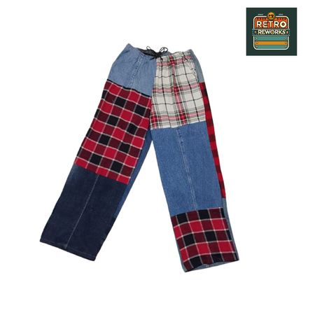 SS25 Upcycled Denim Tartan Patchwork Pants