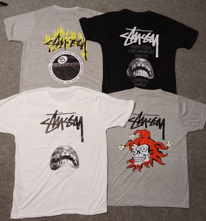 Stussy rework style mix design tees