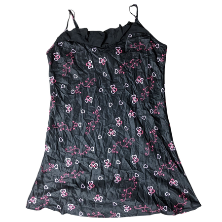 SAY#268 Y2K Heart & Floral Mesh Slip Dress