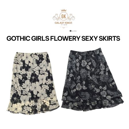 Saia sexy floral de poliéster para garotas góticas