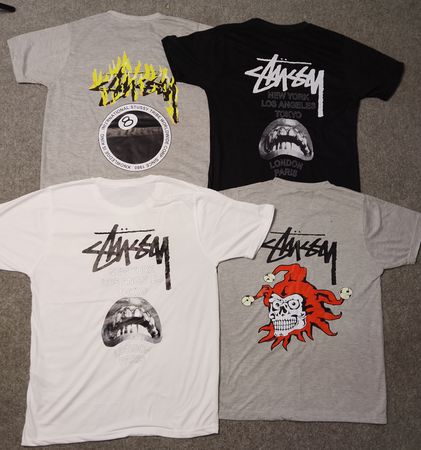 Stussy rework style mix design tees