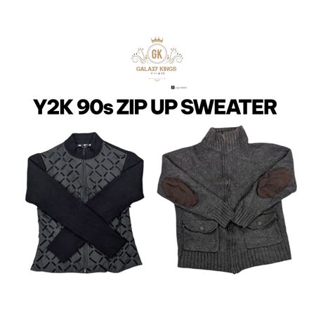 Y2K 90s ZIP UP SWEATER