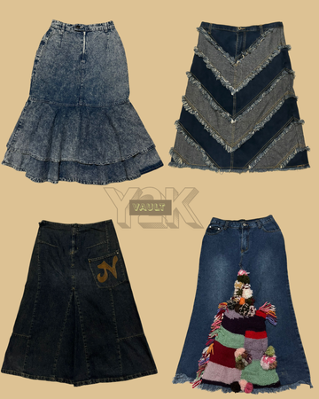 Y2k Denim Skirt Drop vintage Vault (YV-245)