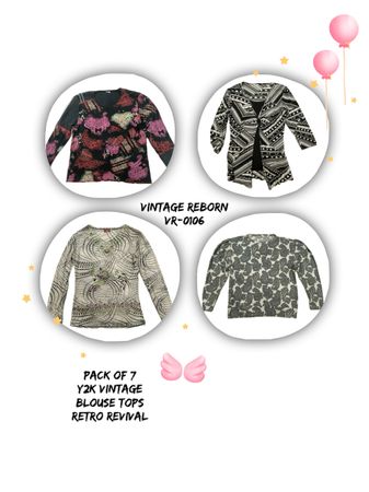 Y2K Vintage Blouse Tops - Retro Revival (VR-0106)