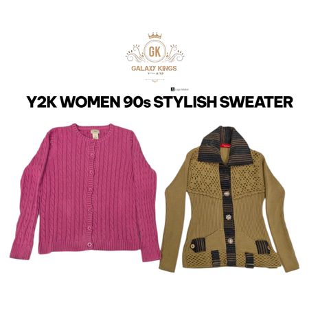 Y2K Women 90s Stylish Button up Sweater