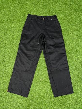 カーハート リワークスタイル ダブルニー ブラックパンツ